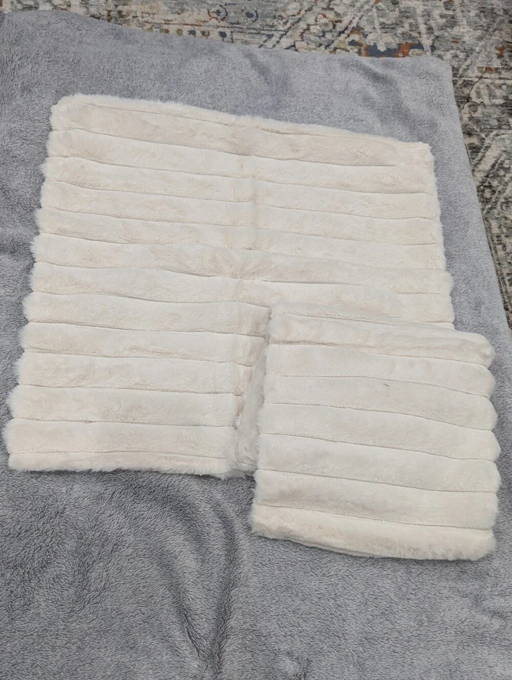 NWOT Faux Fur Cream Colored Pillow Cases Set Of 2